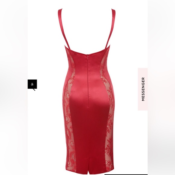 House of CB London Red Lace Satin Bustier Bodycon Dress Size Medium - Picture 7 of 16